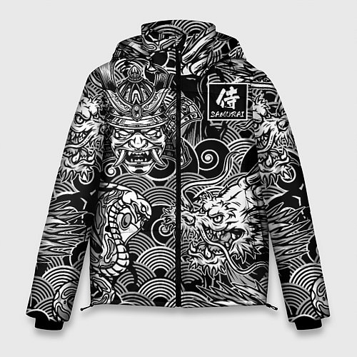 Мужская зимняя куртка Татуировки самурая / 3D-Черный – фото 1