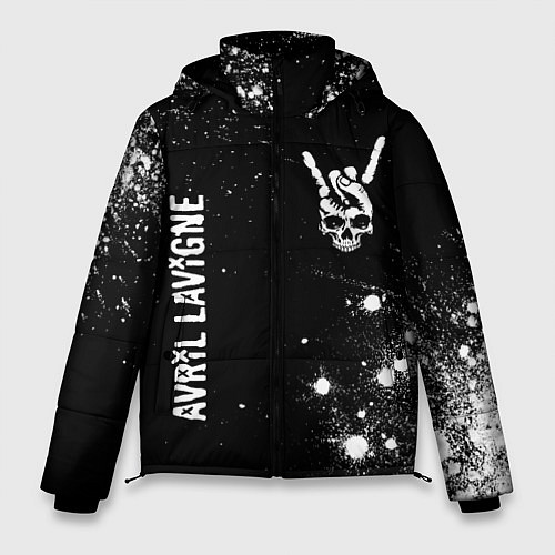 Мужская зимняя куртка Avril Lavigne и рок символ на темном фоне / 3D-Черный – фото 1