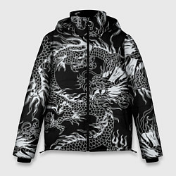 Куртка зимняя мужская Татуировка японского дракона, цвет: 3D-черный