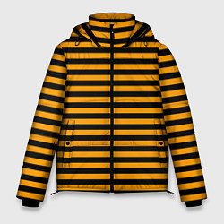 Куртка зимняя мужская Черно-оранжевые полосы - пчелиный образ, цвет: 3D-черный