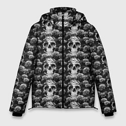 Куртка зимняя мужская Черепа монохромные, цвет: 3D-черный