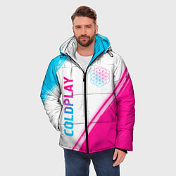 Куртка зимняя мужская Coldplay neon gradient style: надпись, символ, цвет: 3D-черный — фото 2