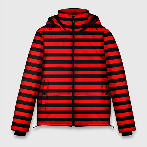 Мужская зимняя куртка Черно-красные полосы / 3D-Черный – фото 1