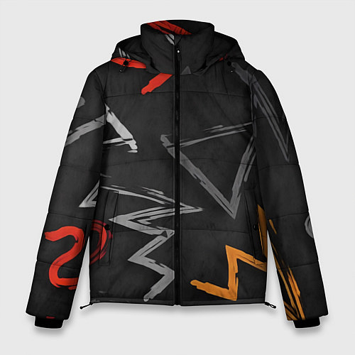 Мужская зимняя куртка Паттерн фигуры / 3D-Черный – фото 1