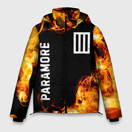 Мужская зимняя куртка Paramore и пылающий огонь / 3D-Черный – фото 1