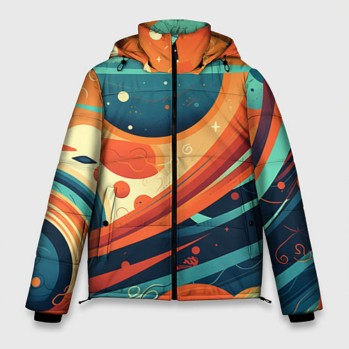 Мужская зимняя куртка Абстрактный космический пейзаж: арт нейросети / 3D-Черный – фото 1