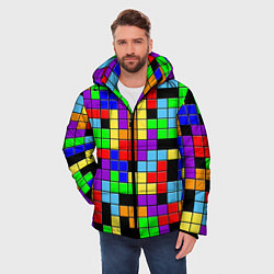 Куртка зимняя мужская Тетрис цветные блоки, цвет: 3D-красный — фото 2
