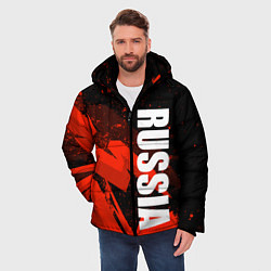 Куртка зимняя мужская Russia - белая надпись на красных брызгах, цвет: 3D-красный — фото 2