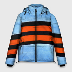 Куртка зимняя мужская Георгиевская лента на голубом фоне, цвет: 3D-черный