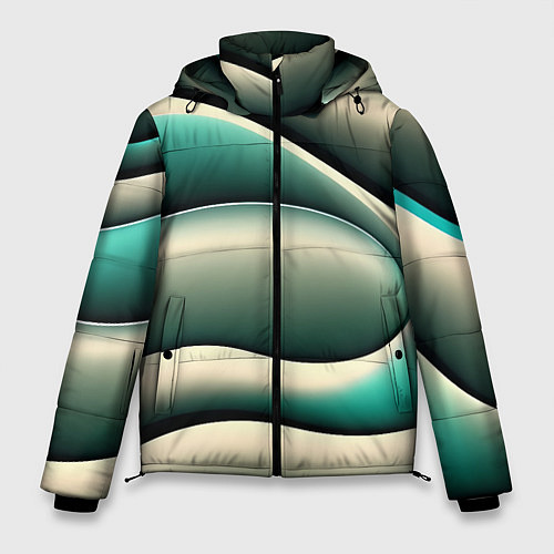 Мужская зимняя куртка Зеленая плавная волна / 3D-Черный – фото 1