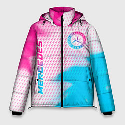 Мужская зимняя куртка Mercedes neon gradient style: надпись, символ