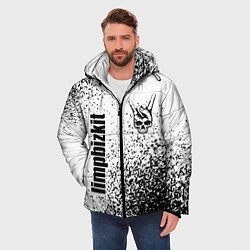 Куртка зимняя мужская Limp Bizkit и рок символ на светлом фоне, цвет: 3D-черный — фото 2
