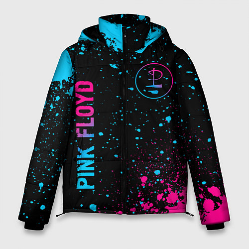 Мужская зимняя куртка Pink Floyd - neon gradient: надпись, символ / 3D-Черный – фото 1