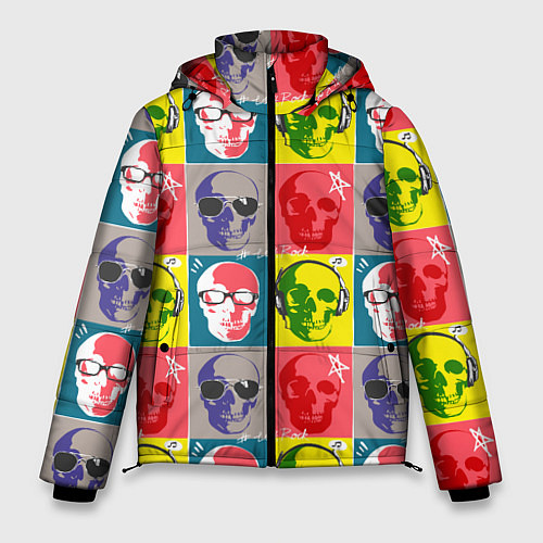 Мужская зимняя куртка Черепа в паттерне / 3D-Красный – фото 1