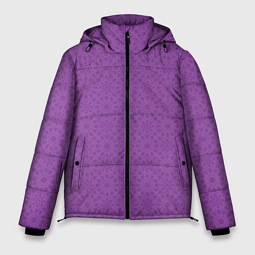 Мужская зимняя куртка Сиреневого цвета с узорами / 3D-Черный – фото 1