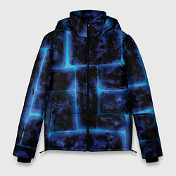Куртка зимняя мужская Камни и голубой неон, цвет: 3D-черный