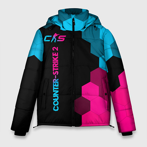 Мужская зимняя куртка Counter-Strike 2 - neon gradient: по-вертикали / 3D-Черный – фото 1