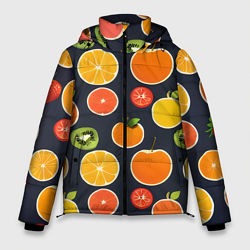 Мужская зимняя куртка Фрукты и ягоды / 3D-Красный – фото 1