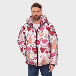 Куртка зимняя мужская Клубничная любовь, цвет: 3D-красный — фото 2