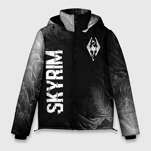 Мужская зимняя куртка Skyrim glitch на темном фоне: надпись, символ / 3D-Черный – фото 1