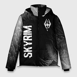 Мужская зимняя куртка Skyrim glitch на темном фоне: надпись, символ