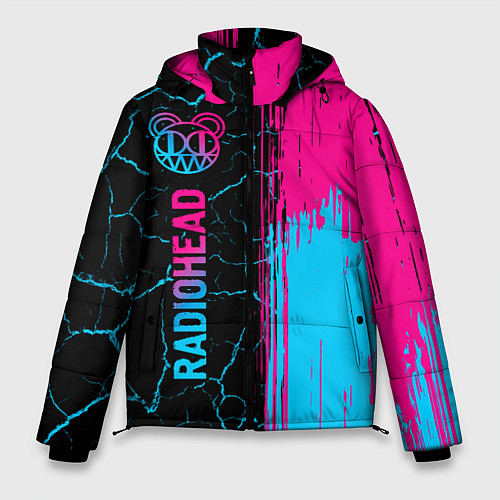 Мужская зимняя куртка Radiohead - neon gradient: по-вертикали / 3D-Черный – фото 1