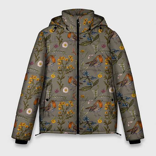 Мужская зимняя куртка Малиновки и зверобой / 3D-Черный – фото 1