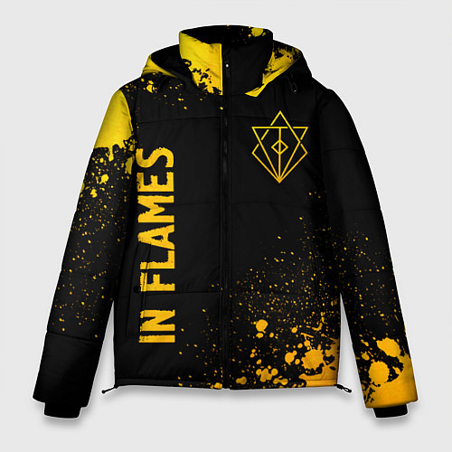 Мужская зимняя куртка In Flames - gold gradient: надпись, символ / 3D-Черный – фото 1