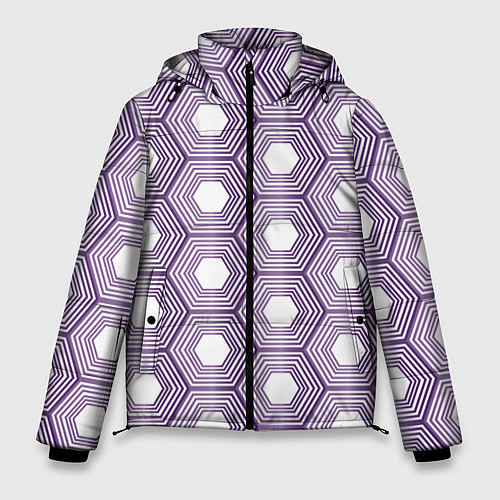 Мужская зимняя куртка Шестиугольники фиолетовые / 3D-Черный – фото 1