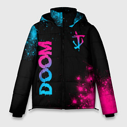 Мужская зимняя куртка Doom - neon gradient: надпись, символ