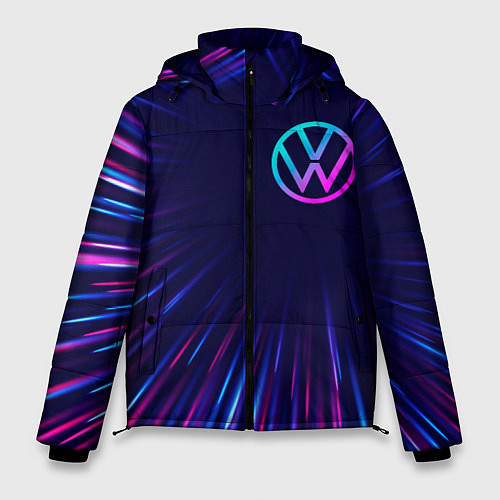Мужская зимняя куртка Volkswagen neon speed lines / 3D-Черный – фото 1