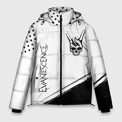 Мужская зимняя куртка Evanescence и рок символ на светлом фоне / 3D-Черный – фото 1