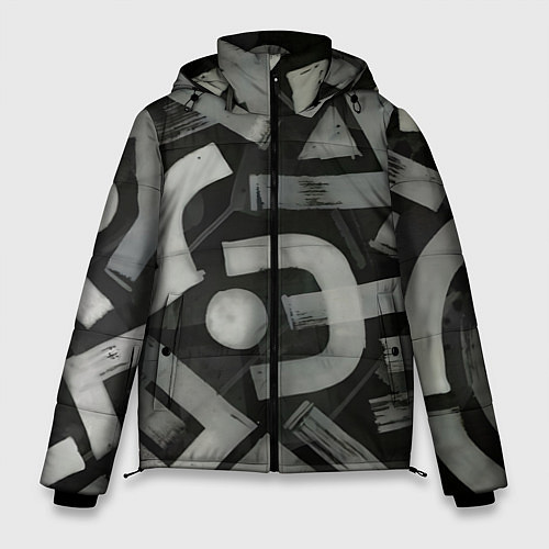 Мужская зимняя куртка Шрифтовые узоры / 3D-Черный – фото 1
