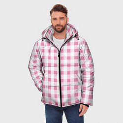 Куртка зимняя мужская Барби-розовый: клетка, цвет: 3D-черный — фото 2