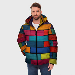 Куртка зимняя мужская Цветные кирпичики, цвет: 3D-светло-серый — фото 2