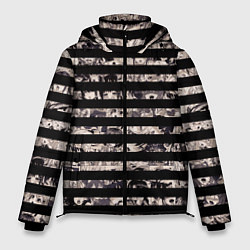 Куртка зимняя мужская В полоску с ахегао, цвет: 3D-черный