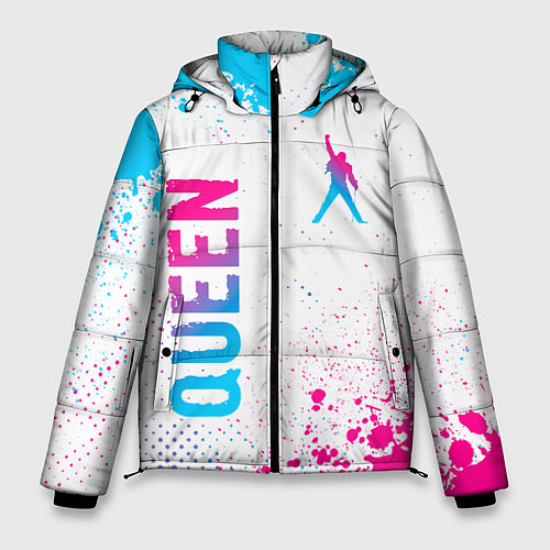 Мужская зимняя куртка Queen neon gradient style: надпись, символ / 3D-Черный – фото 1