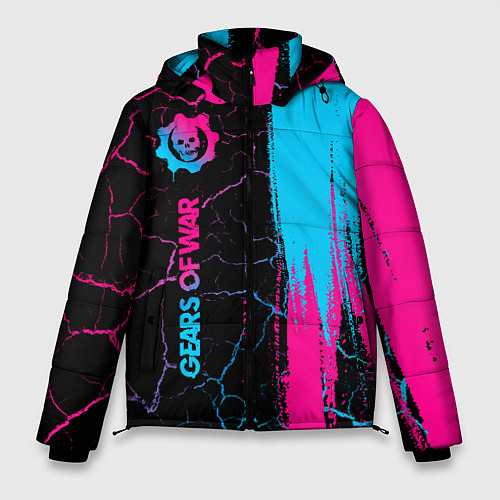 Мужская зимняя куртка Gears of War - neon gradient: по-вертикали / 3D-Черный – фото 1