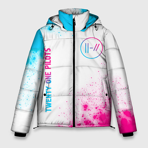 Мужская зимняя куртка Twenty One Pilots neon gradient style: надпись, си / 3D-Черный – фото 1