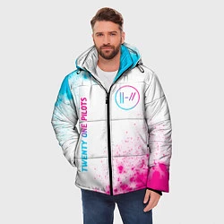 Куртка зимняя мужская Twenty One Pilots neon gradient style: надпись, си, цвет: 3D-черный — фото 2