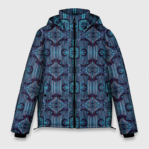 Мужская зимняя куртка Сине-фиолетовый киберпанк / 3D-Черный – фото 1