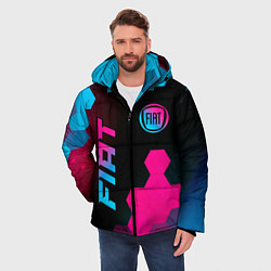 Куртка зимняя мужская Fiat - neon gradient: надпись, символ, цвет: 3D-черный — фото 2
