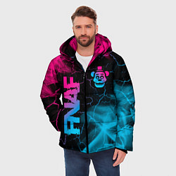 Куртка зимняя мужская FNAF - neon gradient: надпись, символ, цвет: 3D-черный — фото 2