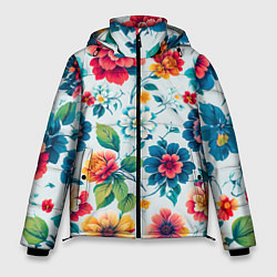 Куртка зимняя мужская Цветочный узор красивый, цвет: 3D-светло-серый