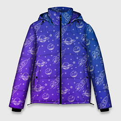 Куртка зимняя мужская Ракеты и планеты, цвет: 3D-светло-серый