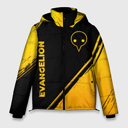 Мужская зимняя куртка Evangelion - gold gradient: надпись, символ