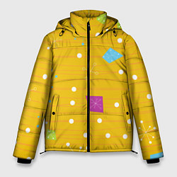 Куртка зимняя мужская Yellow abstraction, цвет: 3D-светло-серый