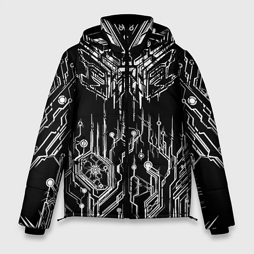 Мужская зимняя куртка Киберпанк-модерн / 3D-Черный – фото 1