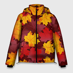 Куртка зимняя мужская Кленовые листья паттерном, цвет: 3D-черный
