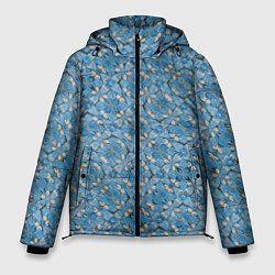 Куртка зимняя мужская Голубые незабудки текстура дерева, цвет: 3D-светло-серый